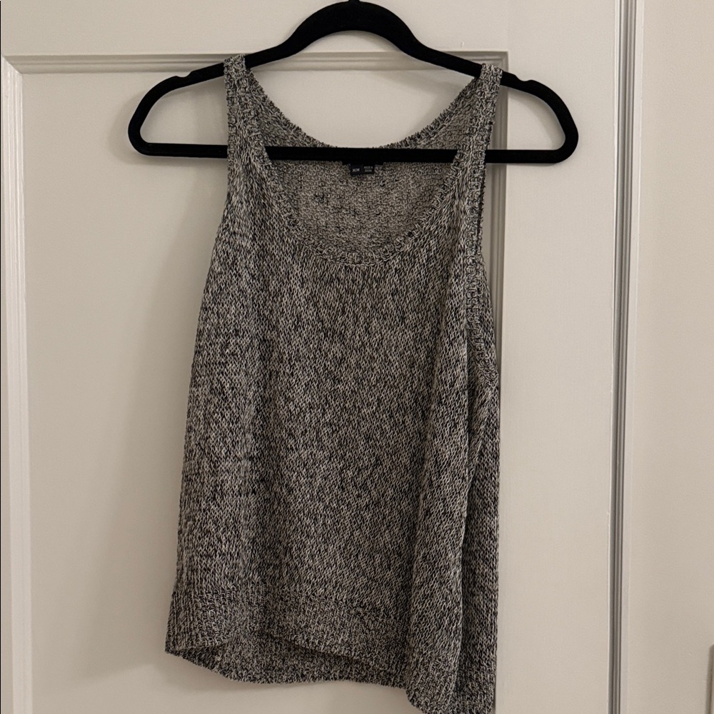 Theory Black and White Knit Tank Top